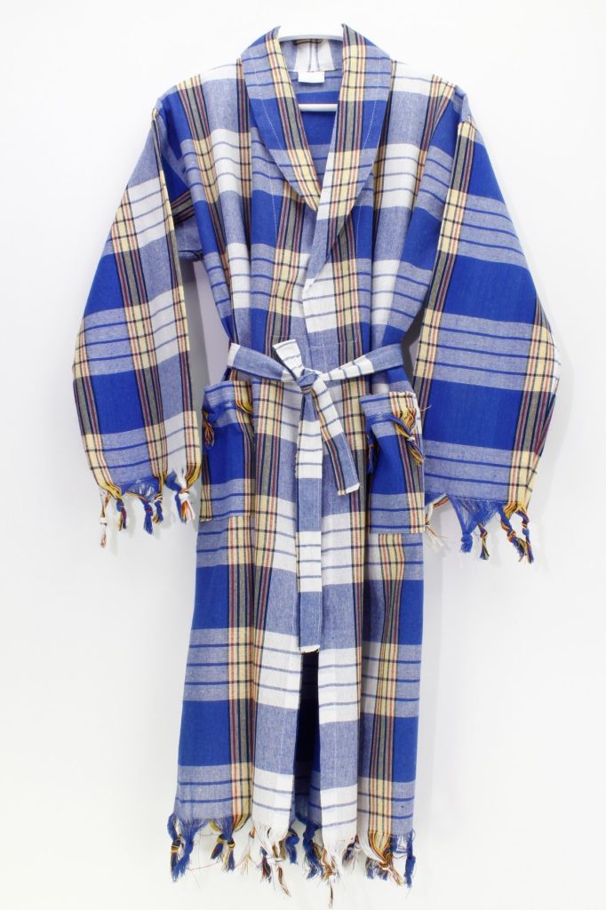 Unisex Klasik Mavi Peştamal Bornoz - L Beden