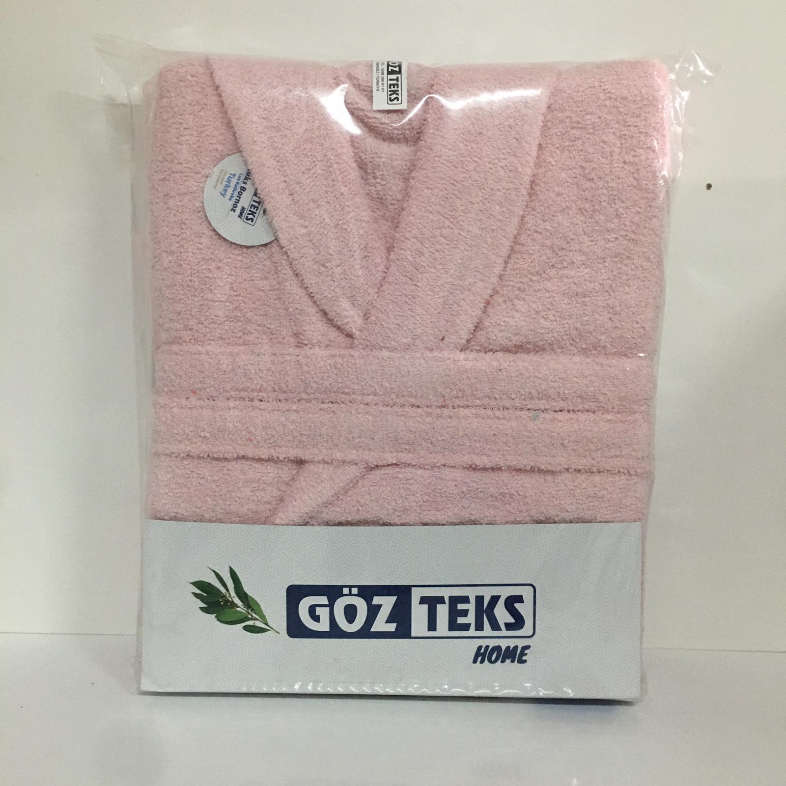 Şalyaka Pamuklu Bukle Bornoz - Uçuk Pembe